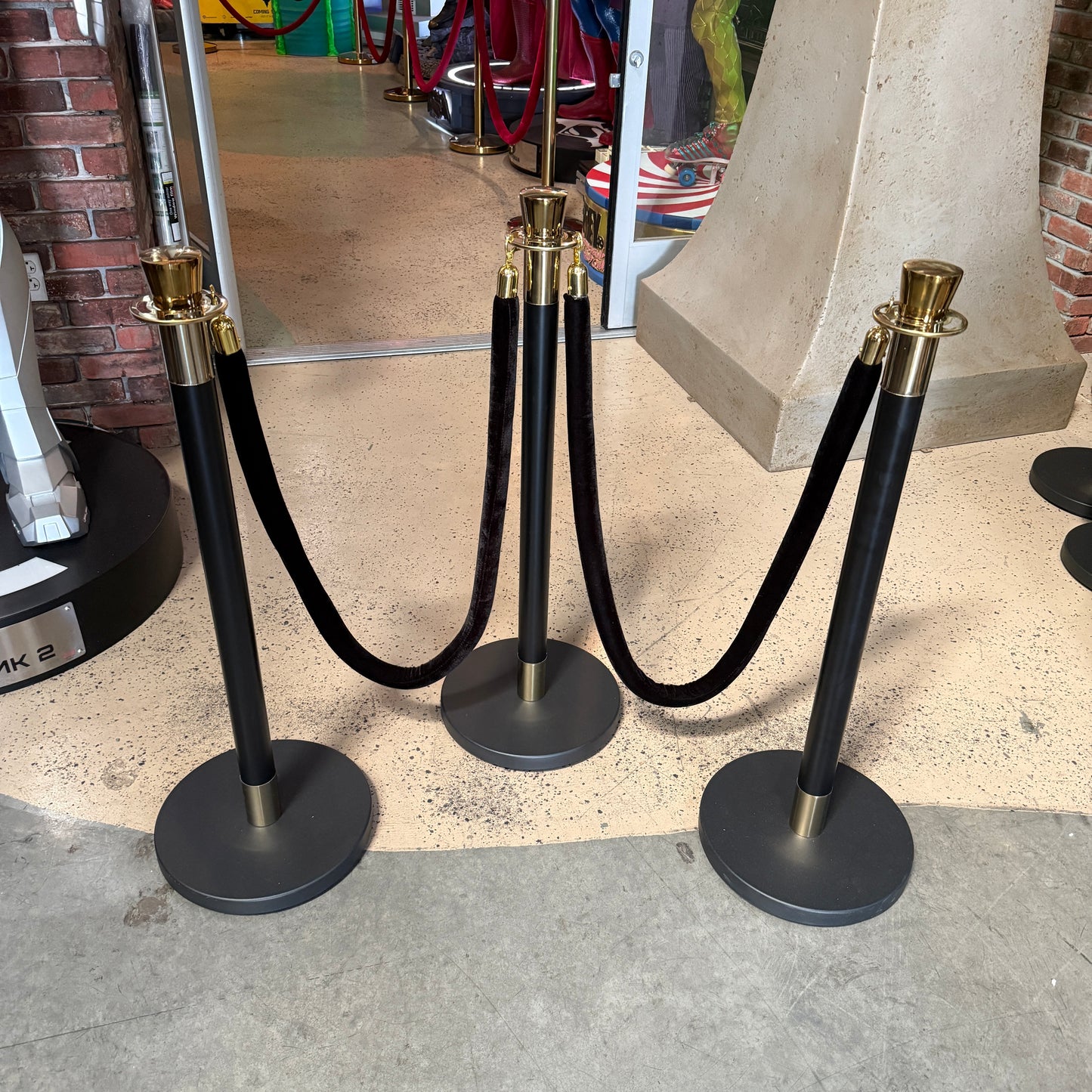 Black Stanchions with Black Ropes