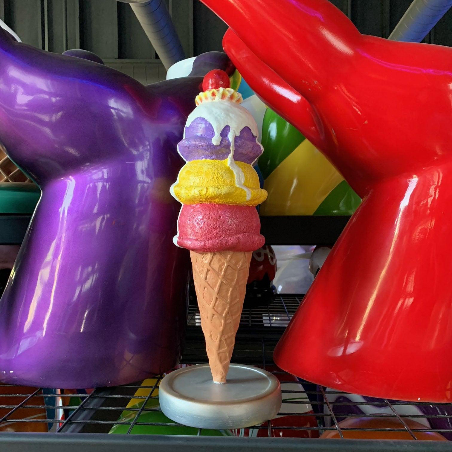 Three Scoop Ice Cream With Cherry Statue - LM Treasures Prop Rentals 