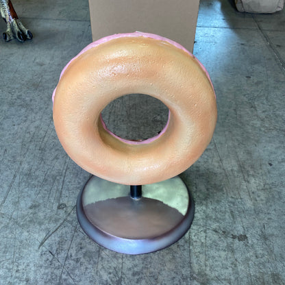 Pink Donut On Stand Statue