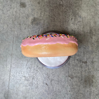 Pink Donut On Stand Statue