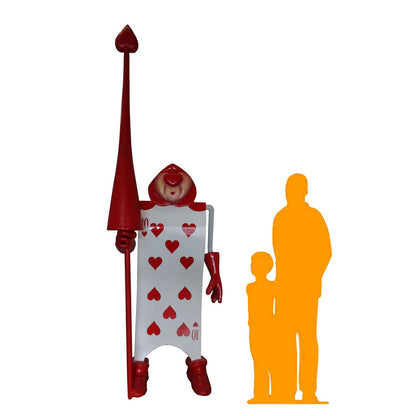 Single Red Playing Card With Staff Statue