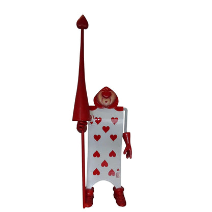 Single Red Playing Card With Staff Statue