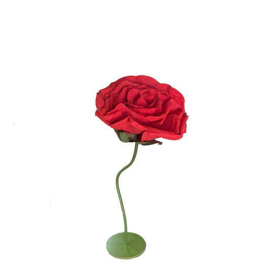 Large Fabric Rose Flower Statue
