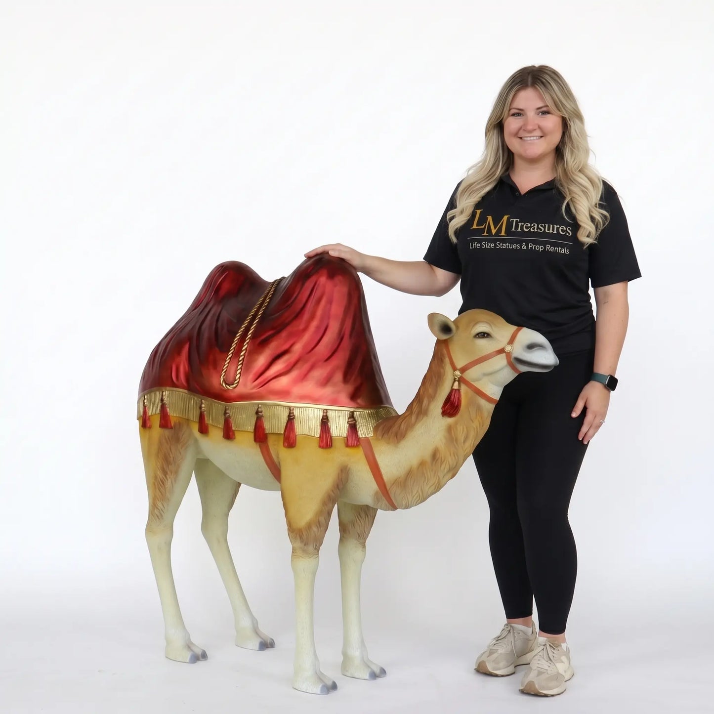 Nativity Camel with Red Ceremonial Blanket Statue A0442-MD-A