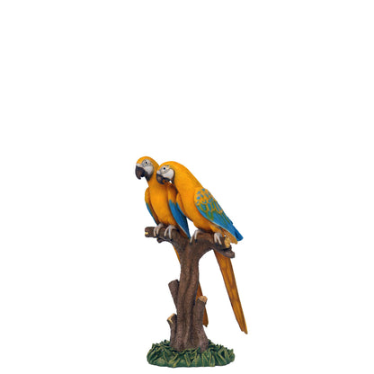 Yellow Macaw Parrots On Branch Statue