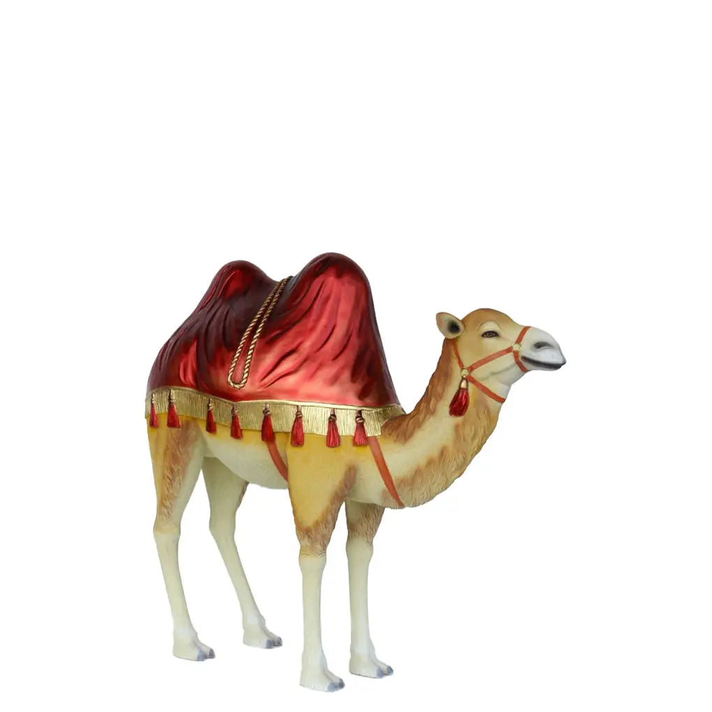 Nativity Camel with Red Ceremonial Blanket Statue A0442-MD-A