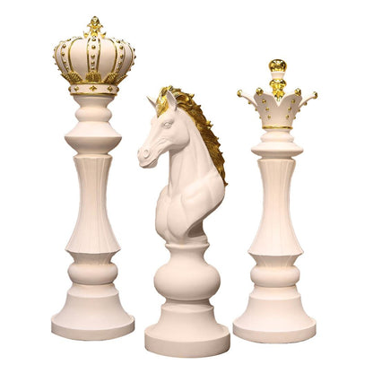 White Chess Set of 3 Statues