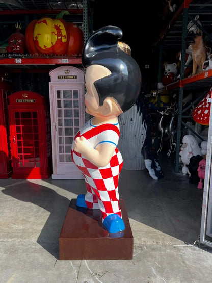 #1 Large Boy With Hamburger Statue R0307N-NO-A