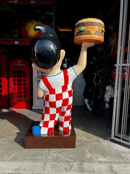 #1 Large Boy With Hamburger Statue R0307N-NO-A