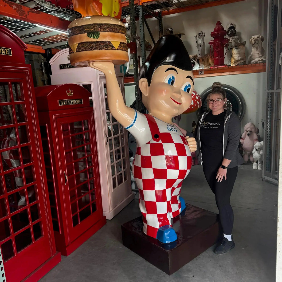 #1 Large Boy With Hamburger Statue R0307N-NO-A