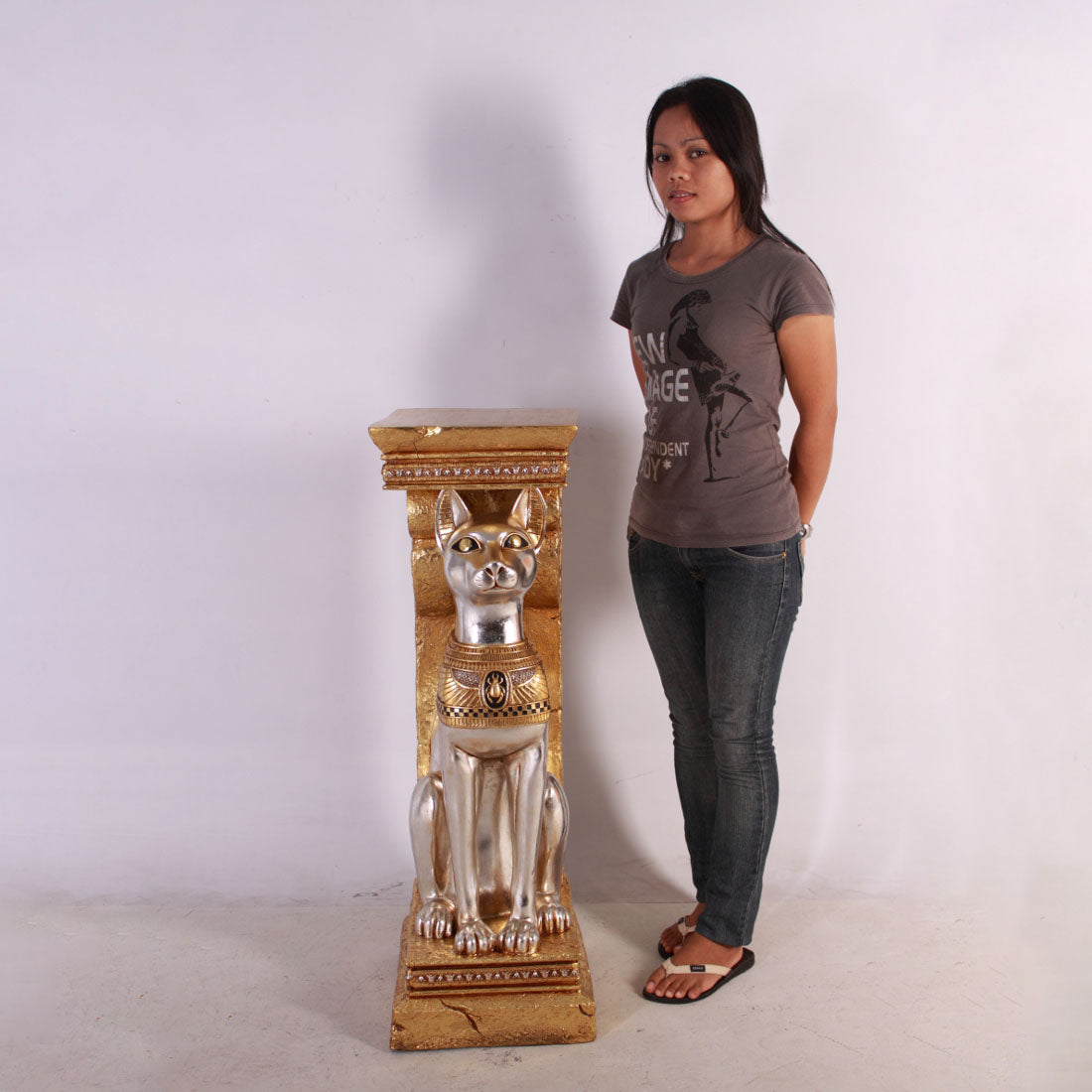 Egyptian Bastet Cat Pillar Life Size Statue