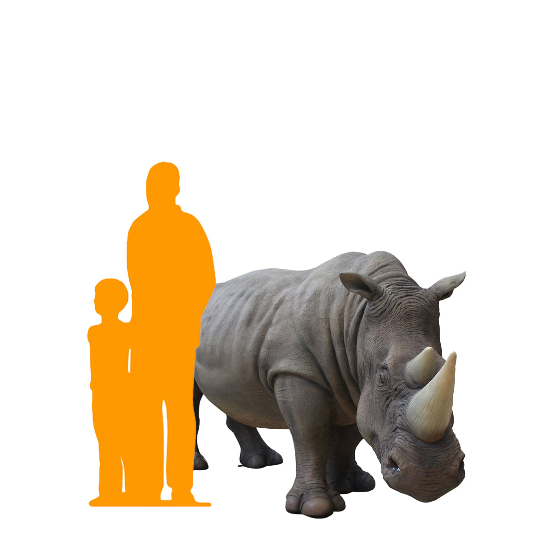 Gray Rhinoceros Life Size Statue