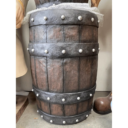 Large Rustic Barrel Life Size Statue