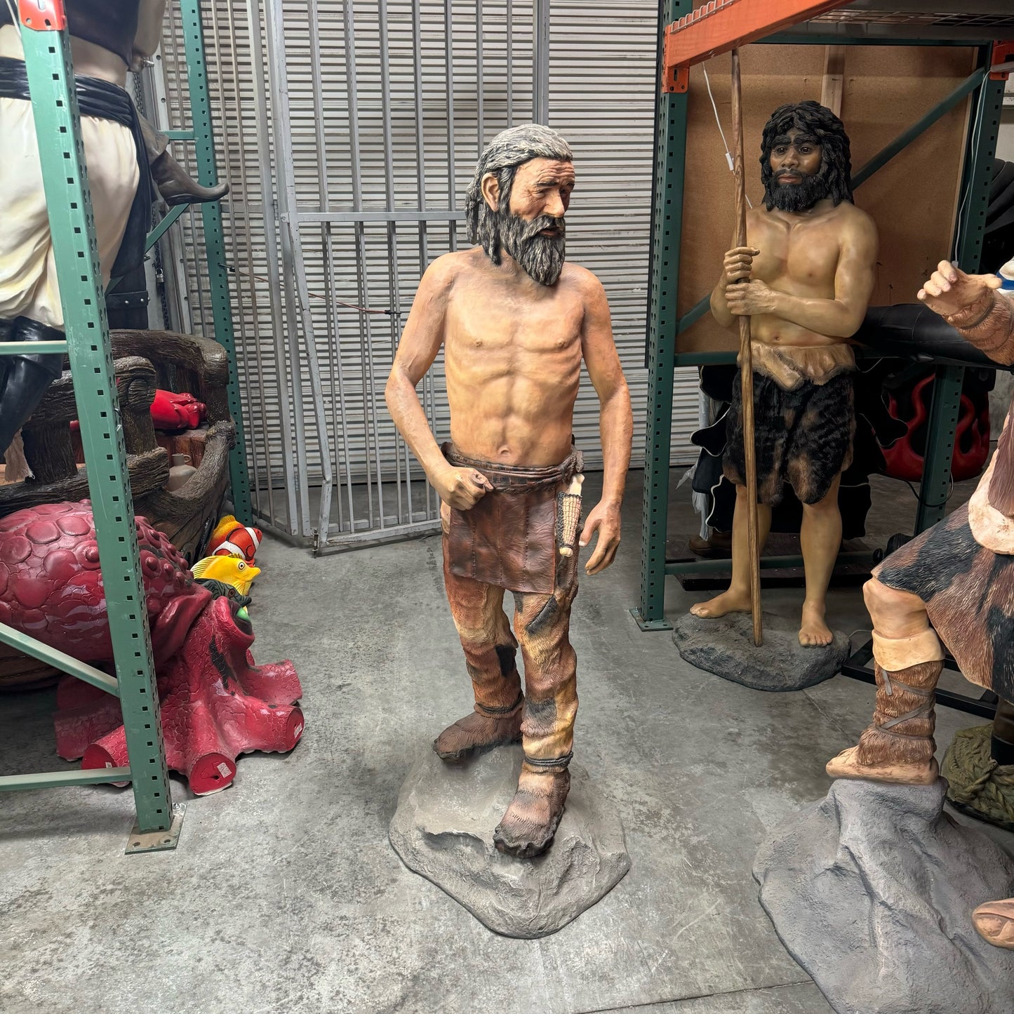 Old Cave Man Life Size Statue