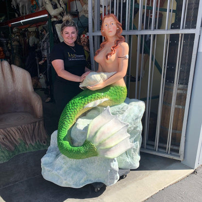 Mermaid Sitting On Rock Statue - LM Treasures Prop Rentals 