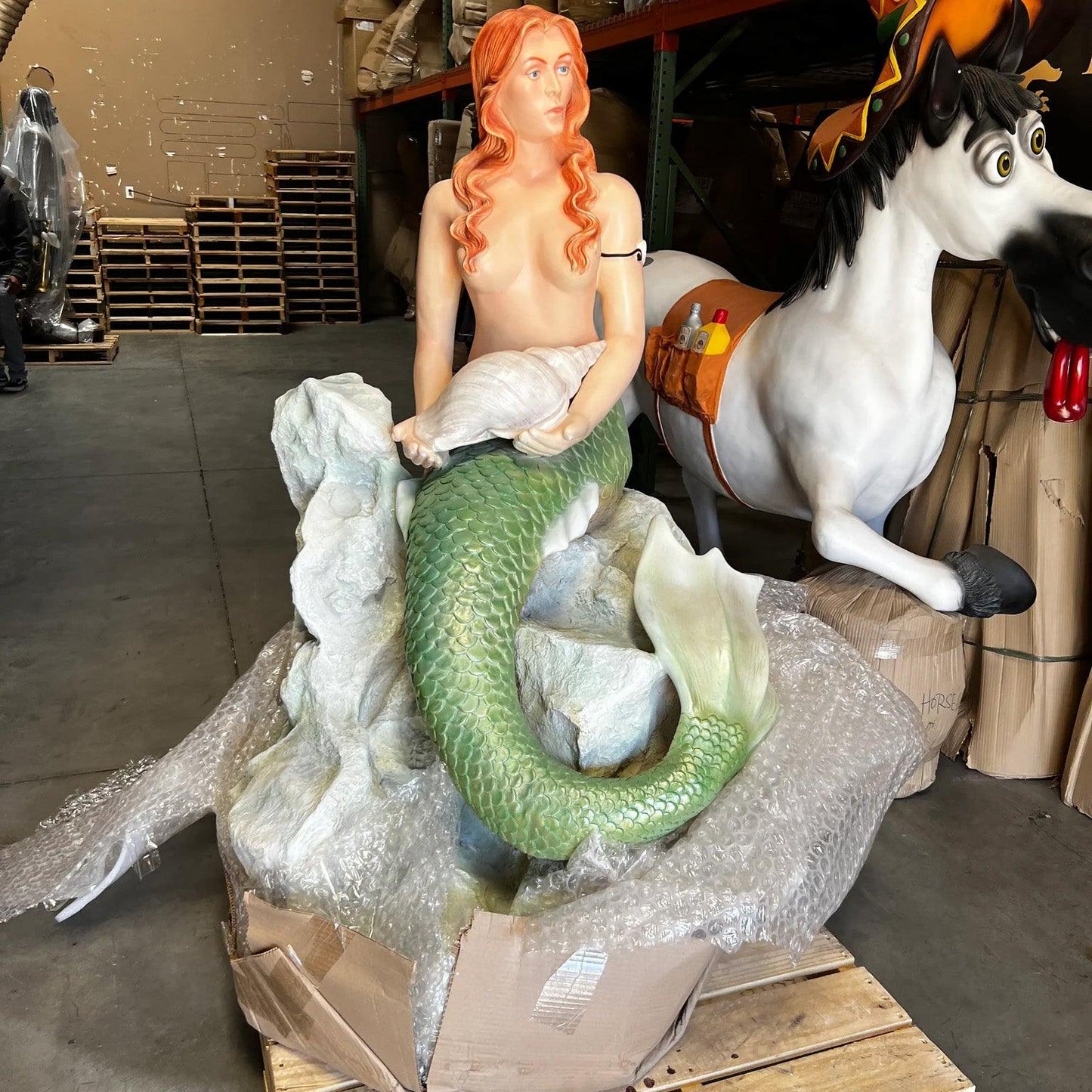 Mermaid Sitting On Rock Statue