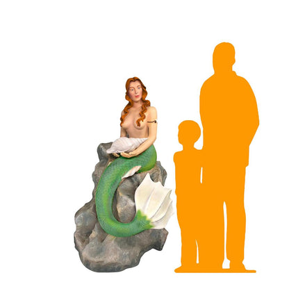 Mermaid Sitting On Rock Statue - LM Treasures Prop Rentals 