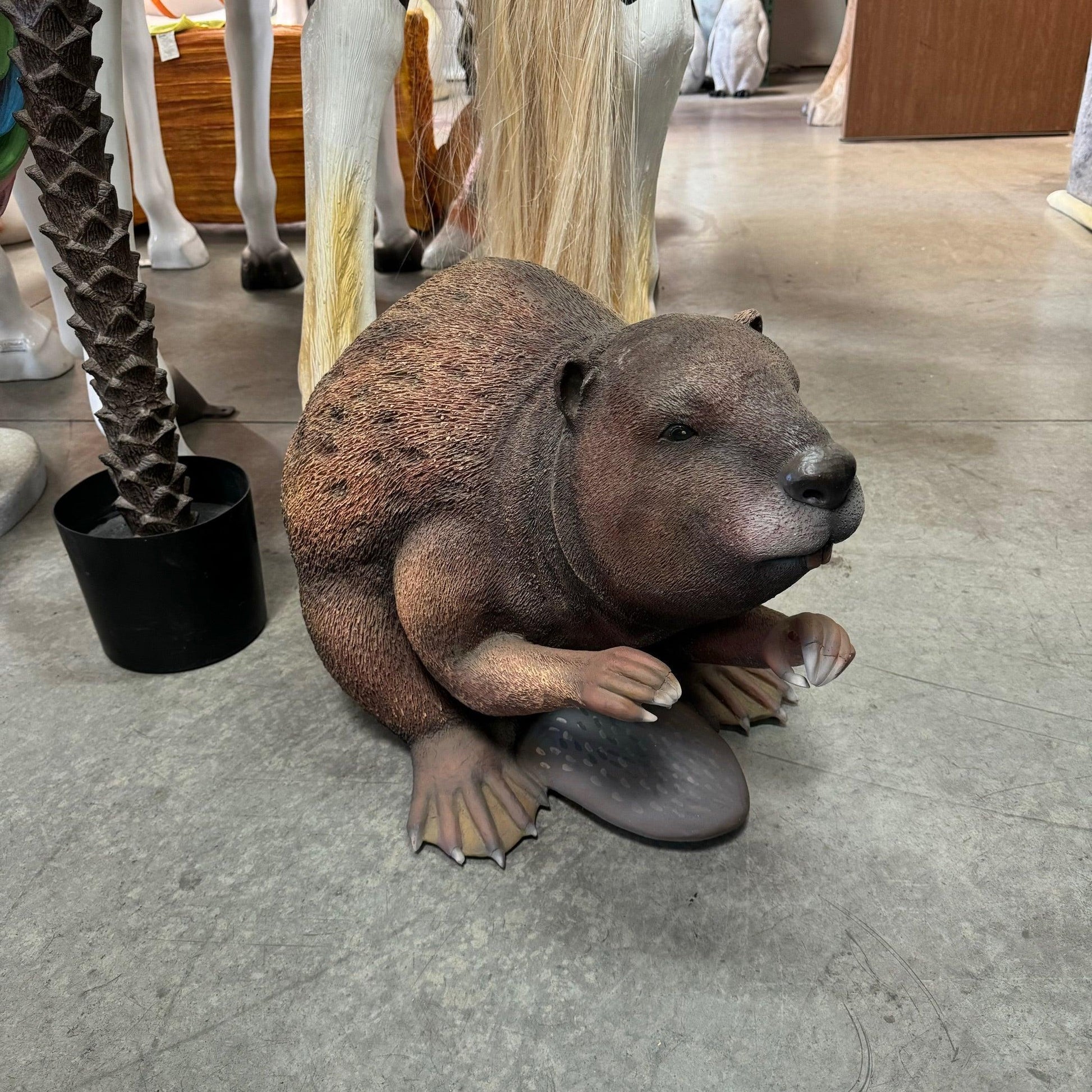 Beaver Rodent Life Size Statue - LM Treasures Prop Rentals 