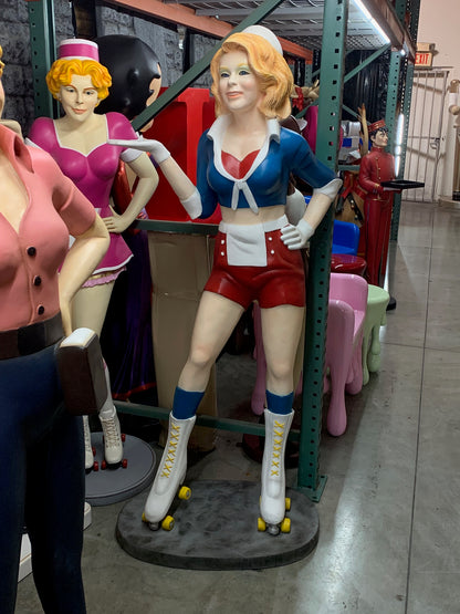 Car Hop Patriotic Waitress Life Size Statue