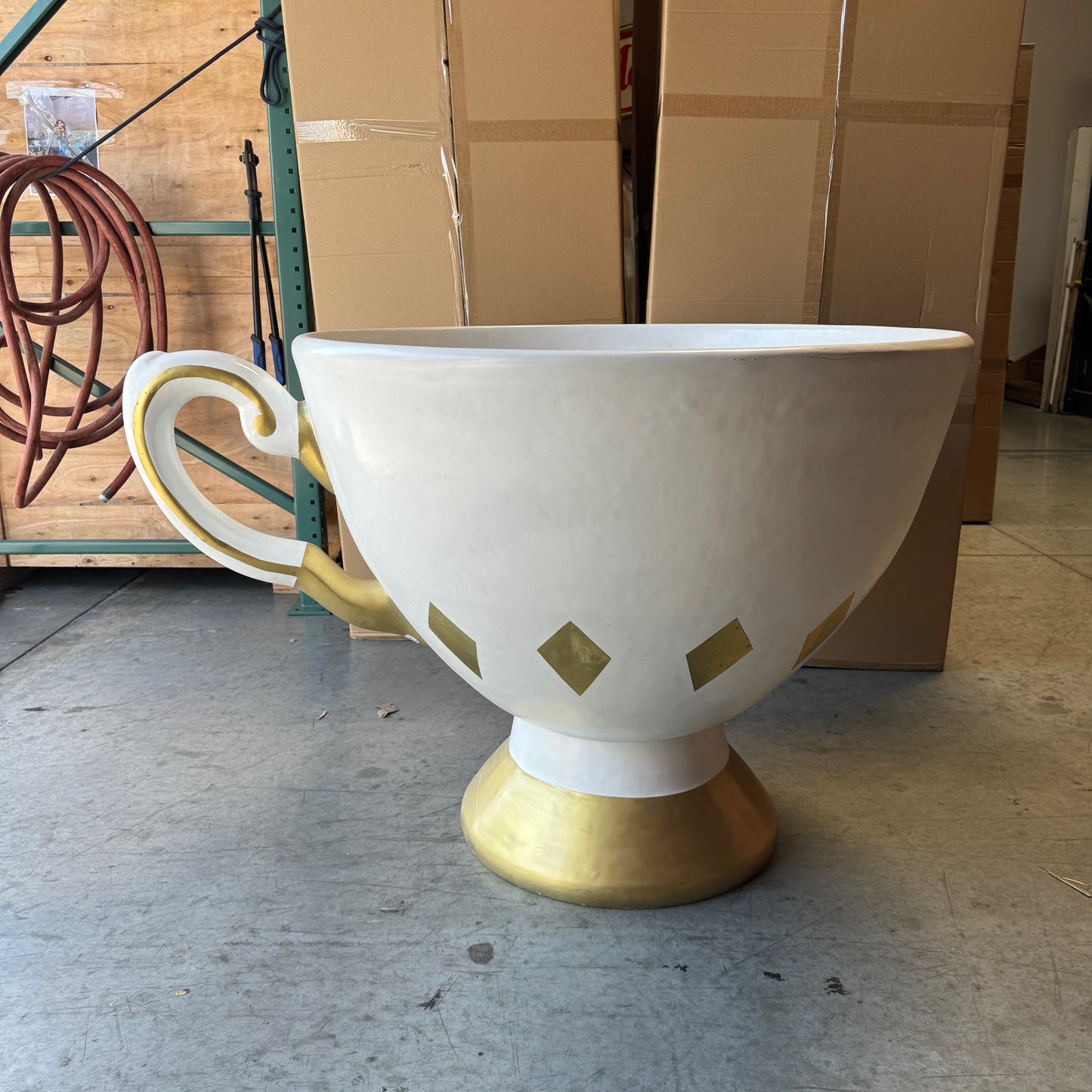 Large White Tea Cup Statue