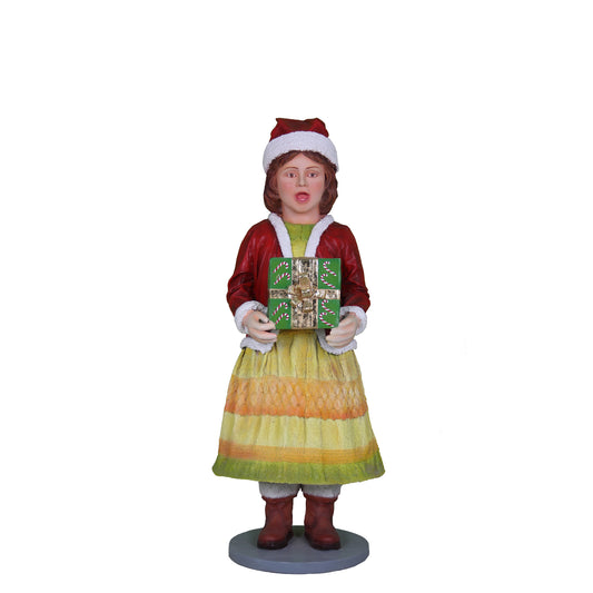 Christmas Caroler Girl Life Size Statue