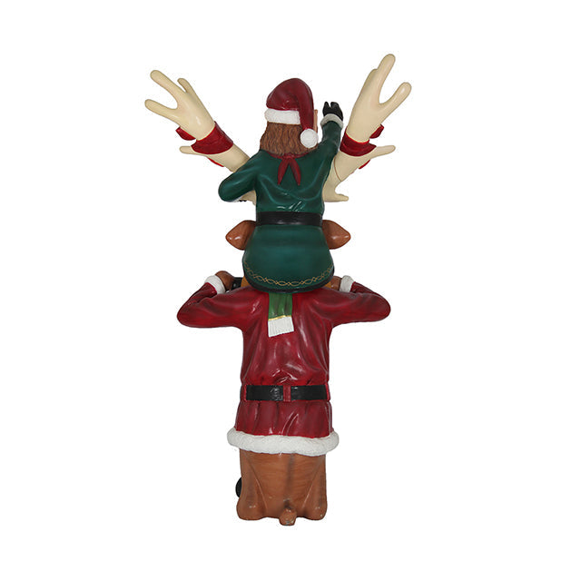 Elf On Funny Reindeer Statue S0329-S011-PT