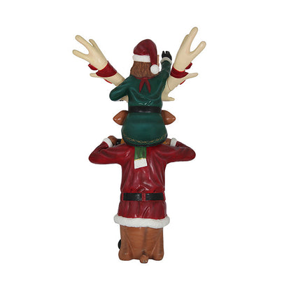 Elf On Funny Reindeer Statue S0329-S011-PT