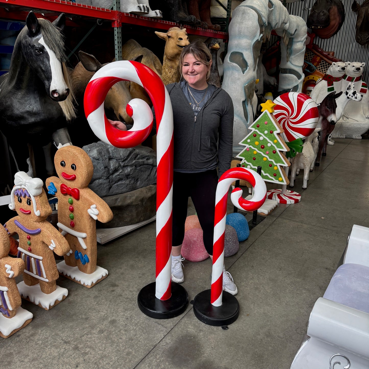 Large Swirl Candy Cane Statue