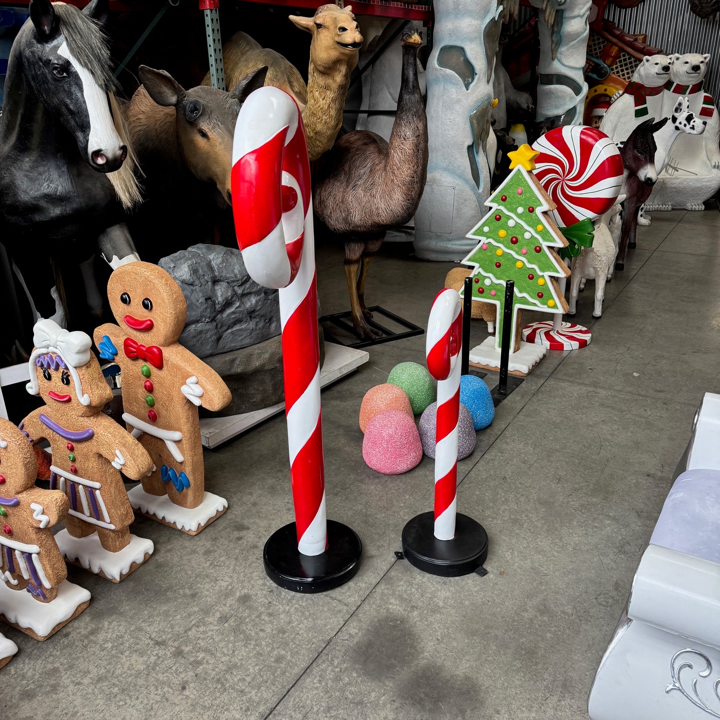 Large Swirl Candy Cane Statue