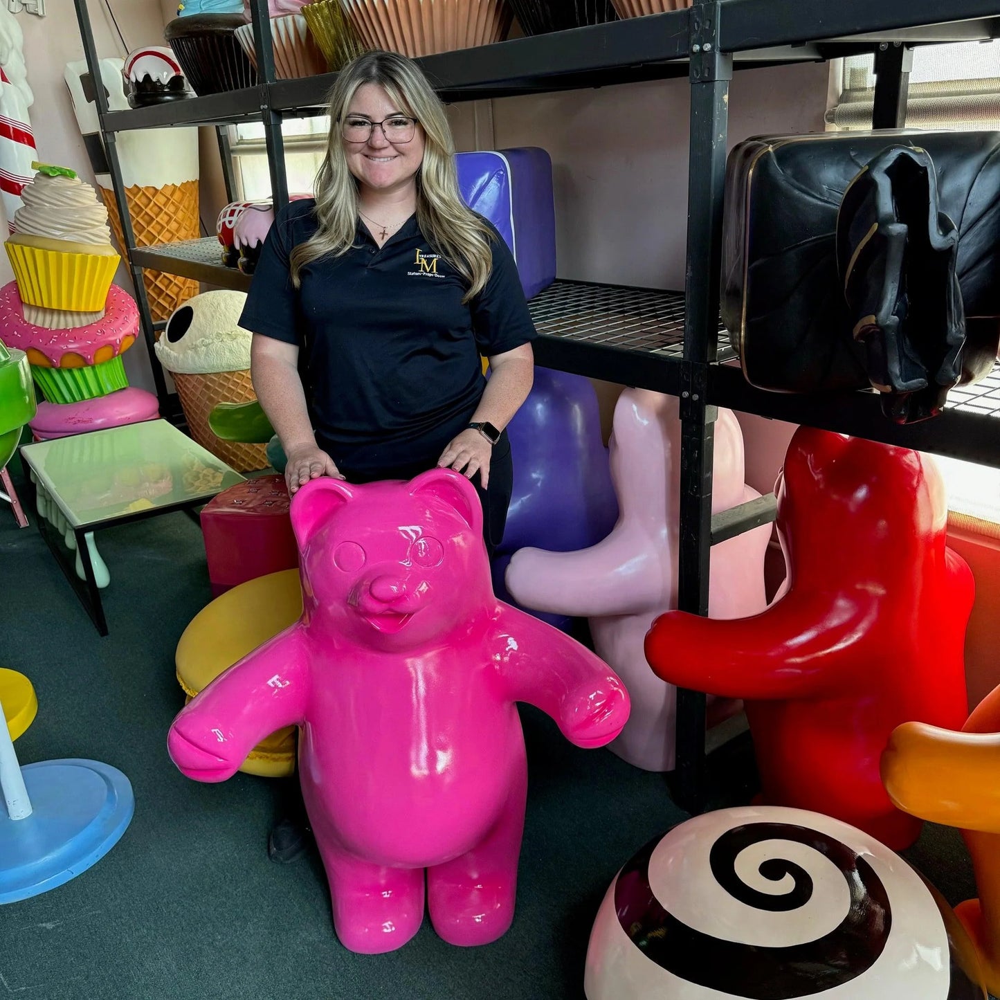 Large Pink Gummy Bear Statue