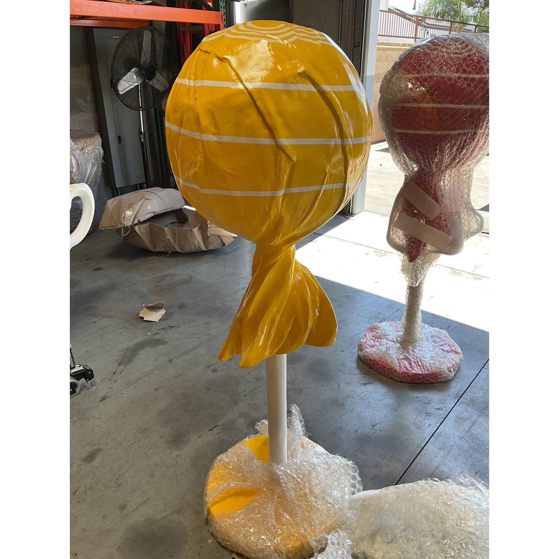 Large Yellow Lollipop Statue - LM Treasures Prop Rentals 