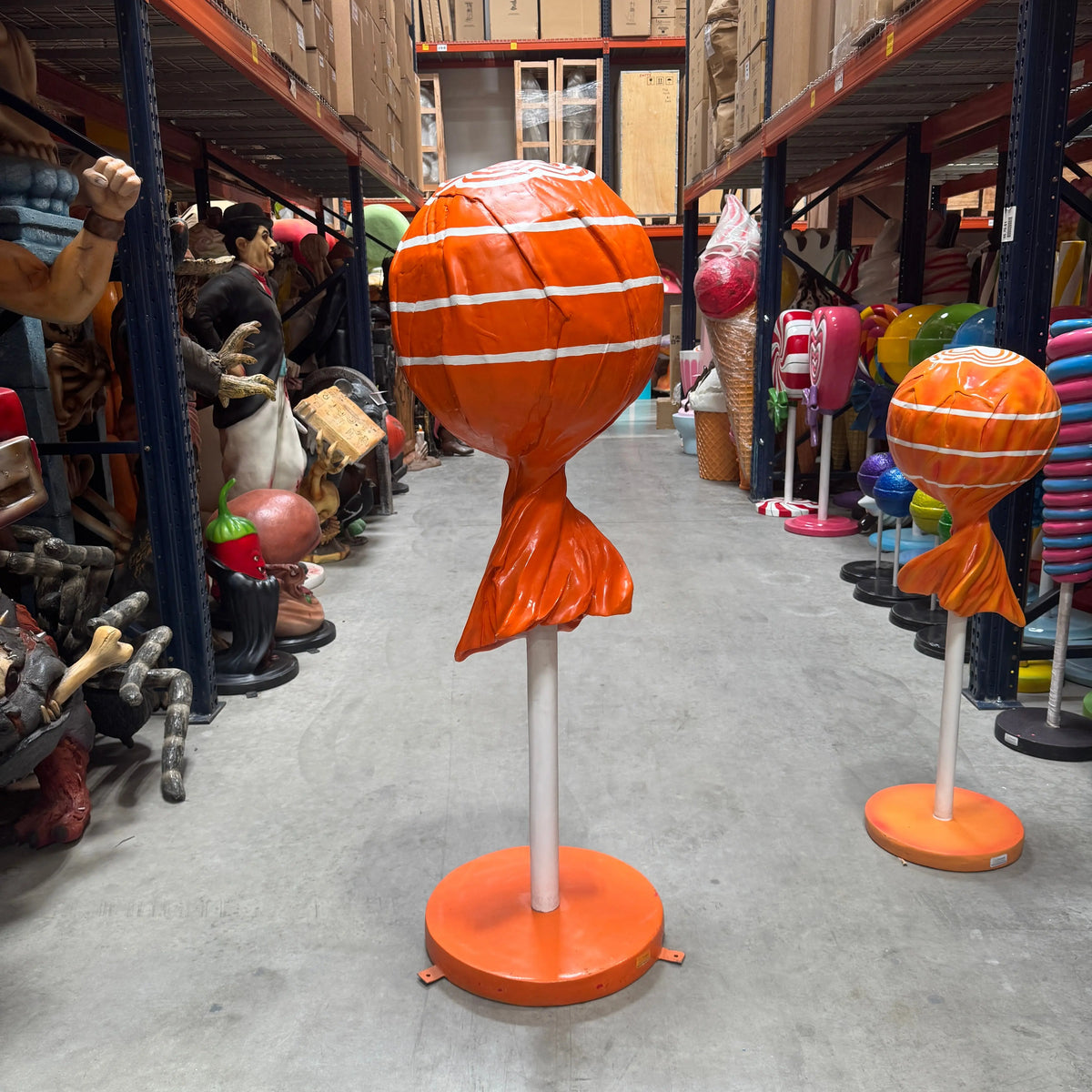 Large Orange Lollipop Statue R0356O-S070-PT