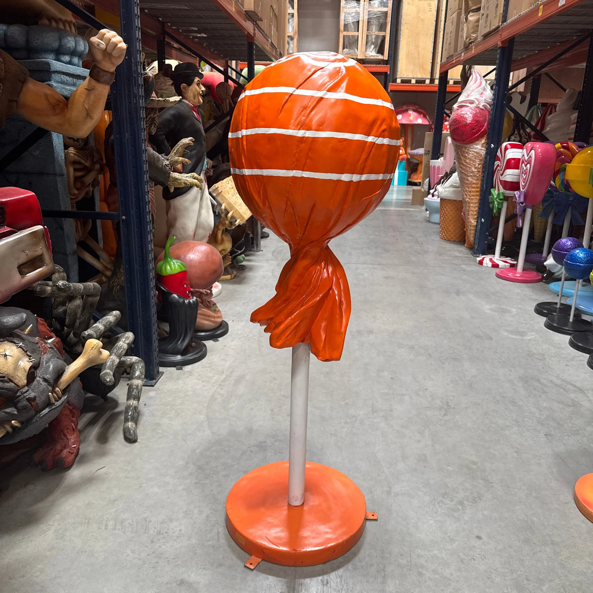 Large Orange Lollipop Statue R0356O-S070-PT