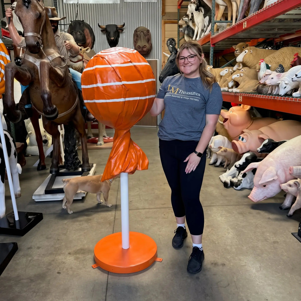 Large Orange Lollipop Statue R0356O-S070-PT
