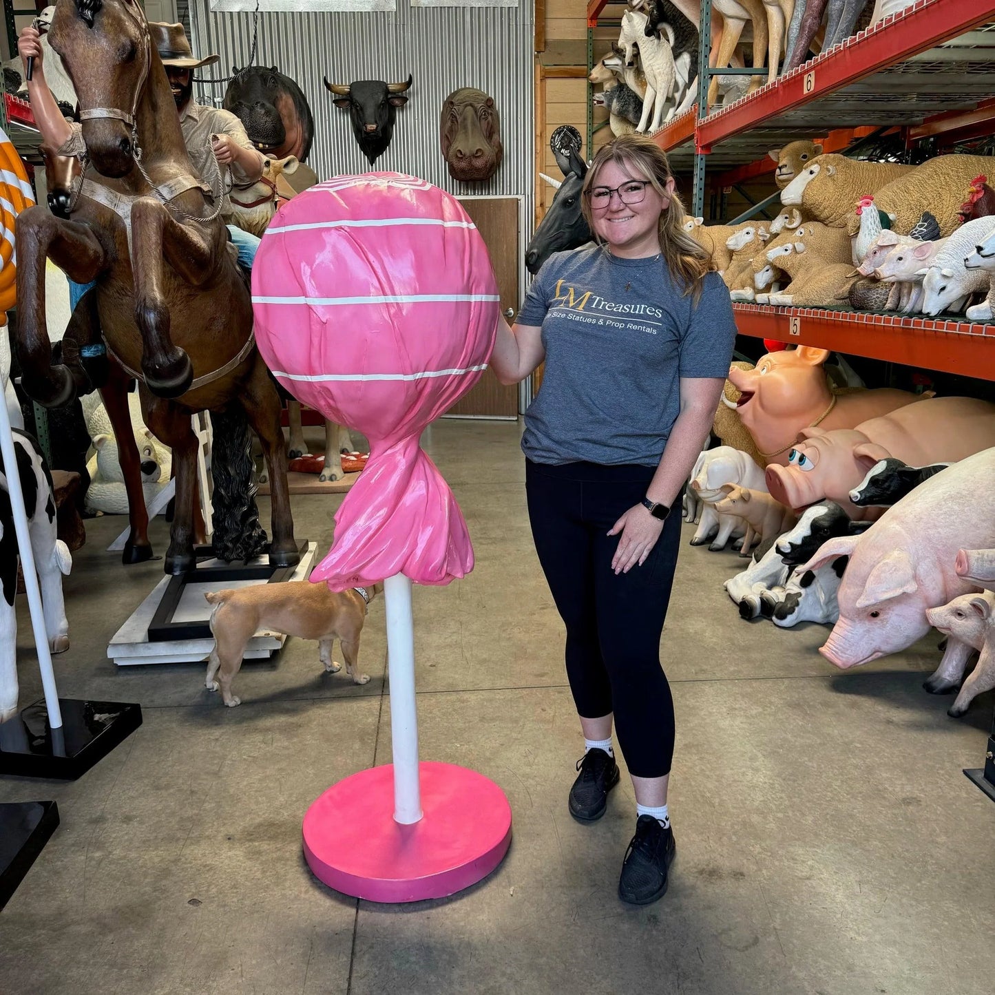 Large Pink Lollipop Statue