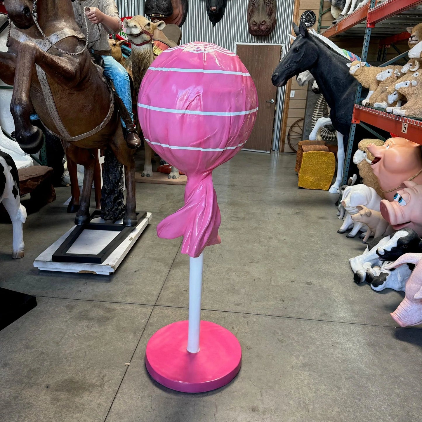 Large Pink Lollipop Statue