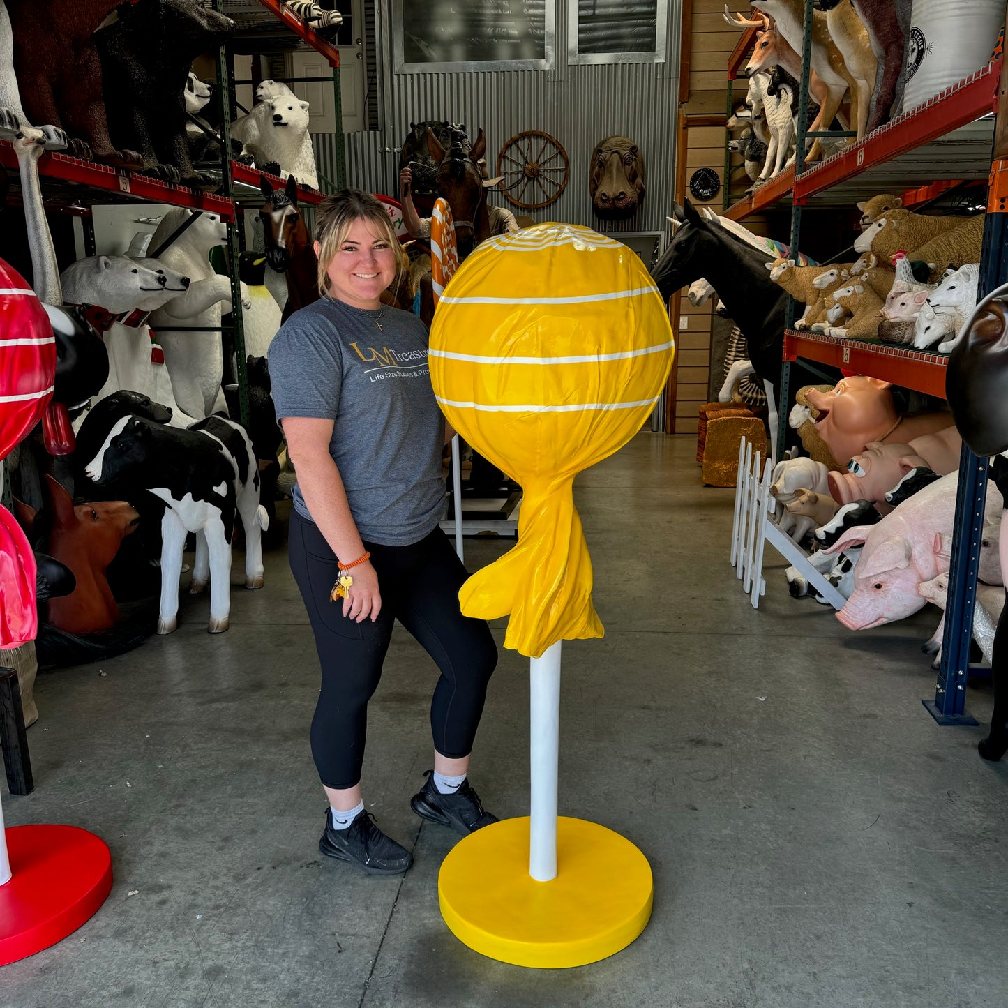 Large Yellow Lollipop Statue