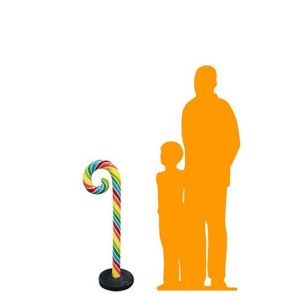 Small Swirl Rainbow Candy Cane Statue