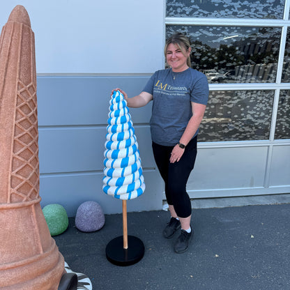 Small Striped Blue Cone Lollipop Statue