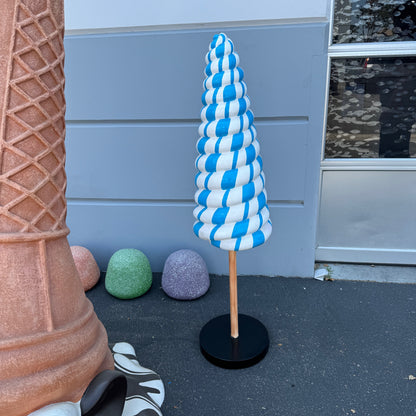 Small Striped Blue Cone Lollipop Statue