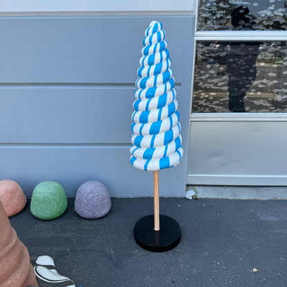 Small Striped Blue Cone Lollipop Statue