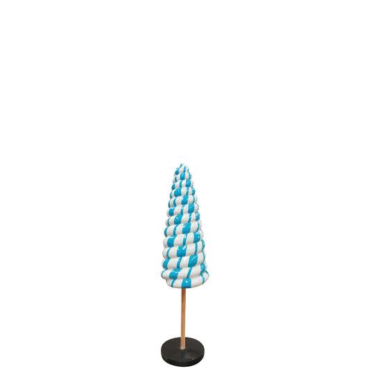 Small Striped Blue Cone Lollipop Statue - LM Treasures Prop Rentals 