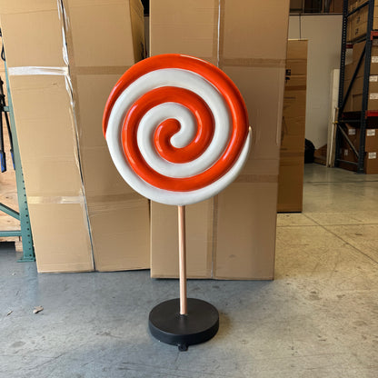 Small Orange Twirl Lollipop Statue