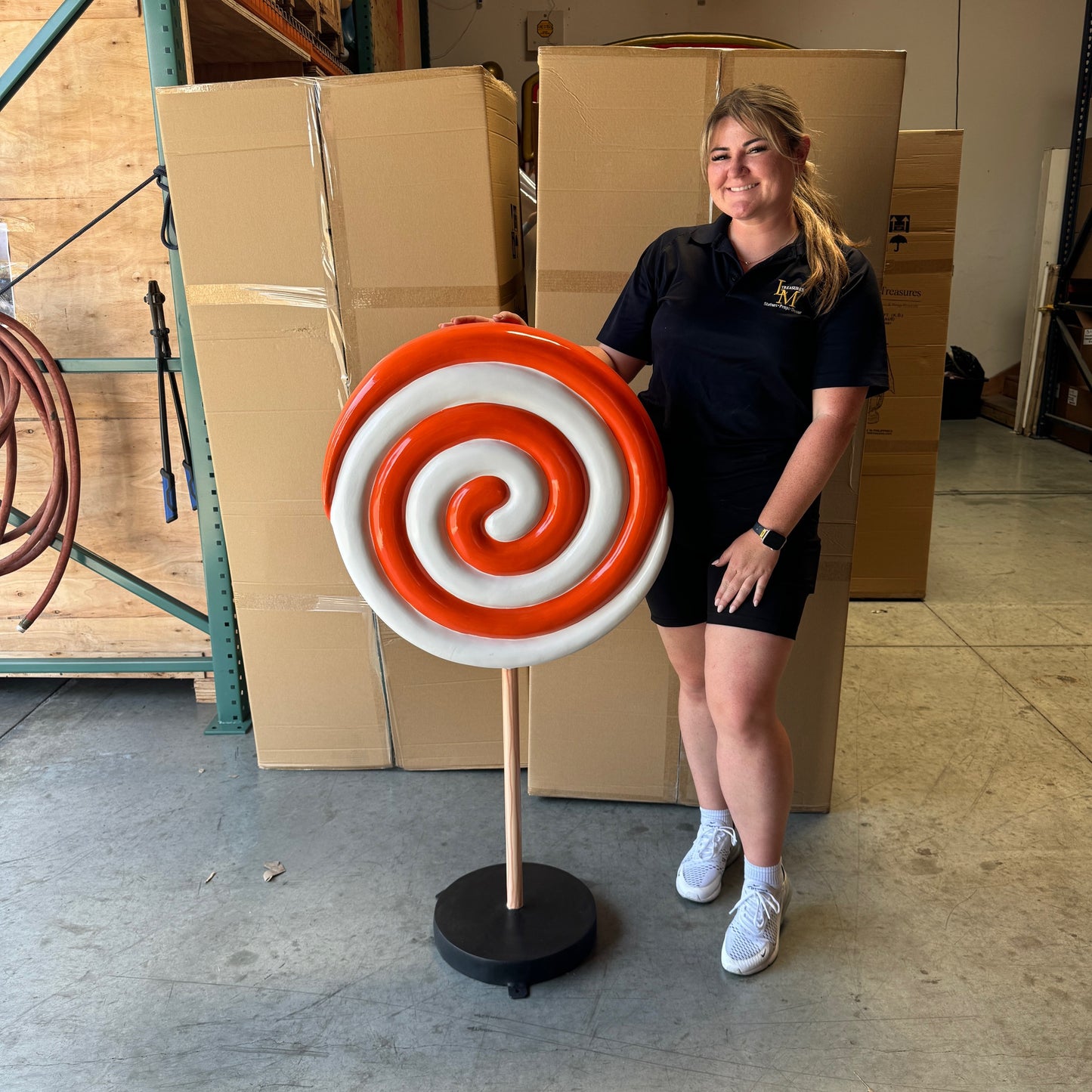 Small Orange Twirl Lollipop Statue