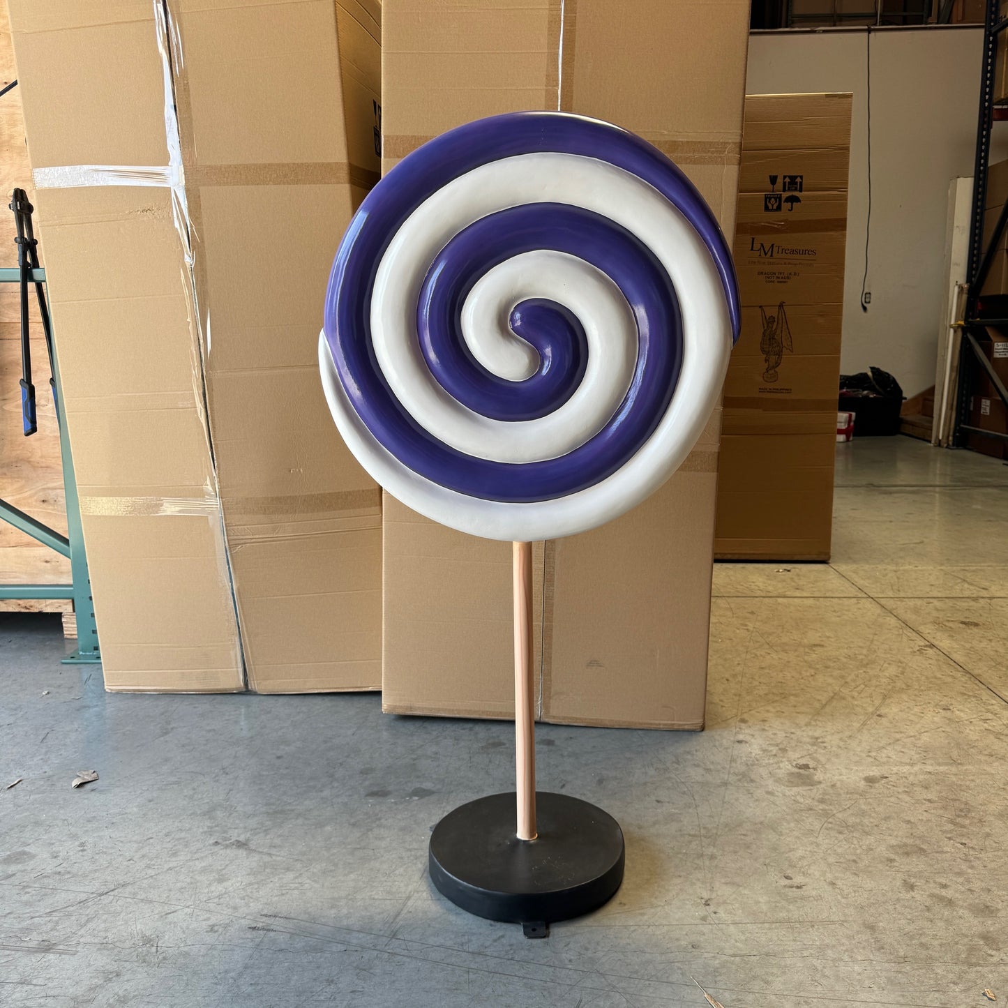 Small Purple Twirl Lollipop Statue