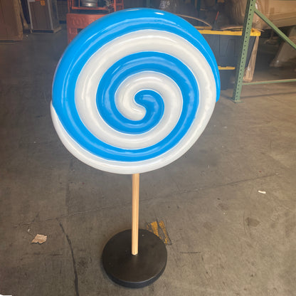 Small Blue Twirl Lollipop Statue