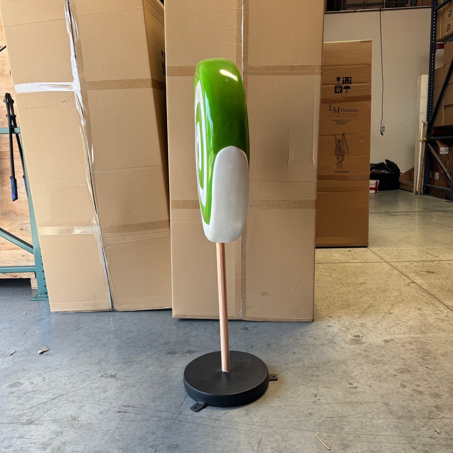 Small Green Twirl Lollipop Statue