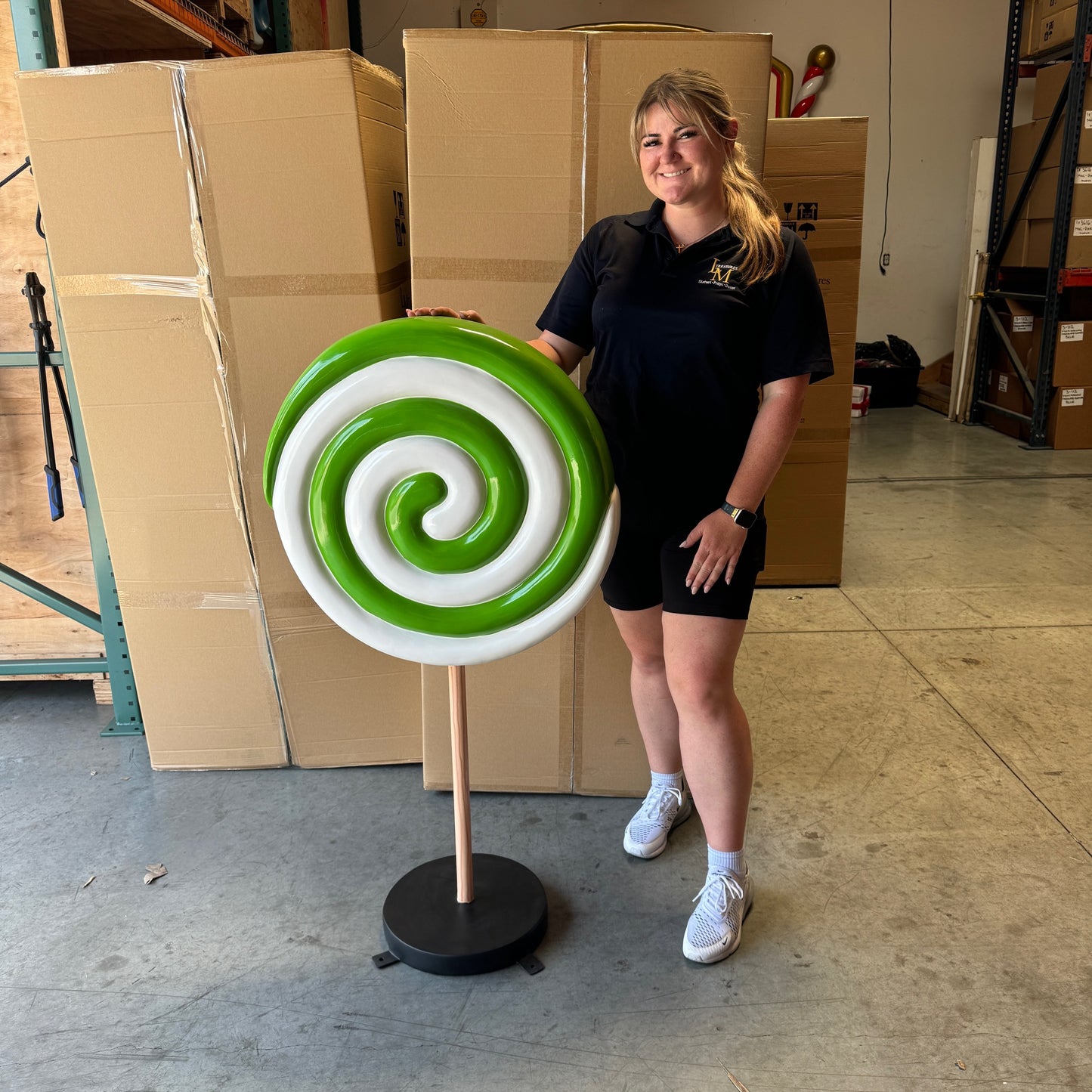 Small Green Twirl Lollipop Statue