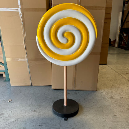 Small Yellow Twirl Lollipop Statue