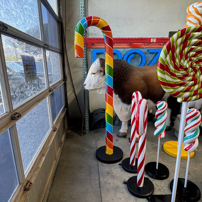 Large Rainbow Candy Cane Statue